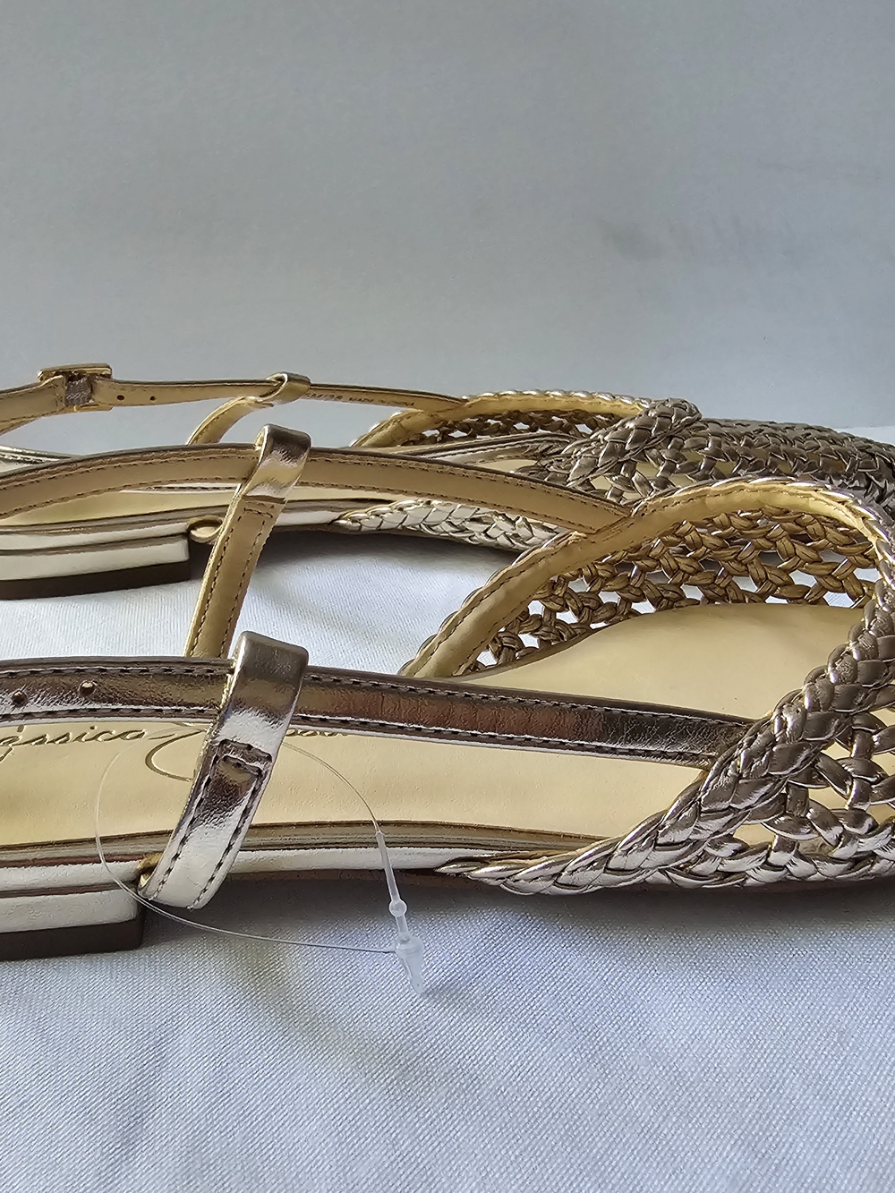 Jessica Simpson Metallic Gold Woven Pointed Slingback Flats - Picture 4 of 4